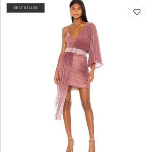 PatBo ombré lurex assymetrical belted mini